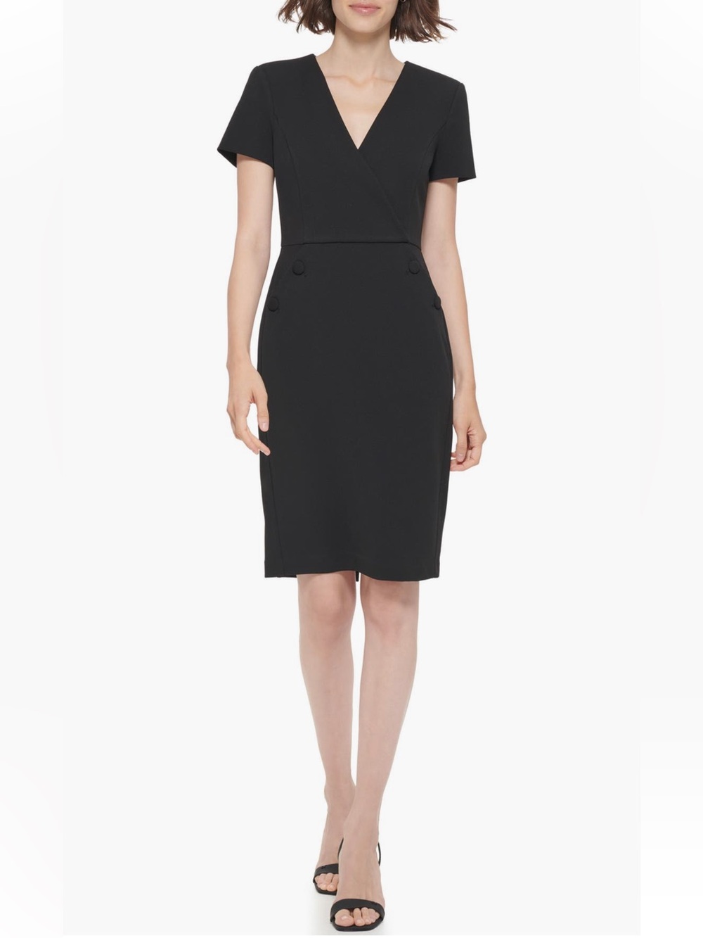 Calvin Klein V-Neck Button Sheath Dress SZ-10 New